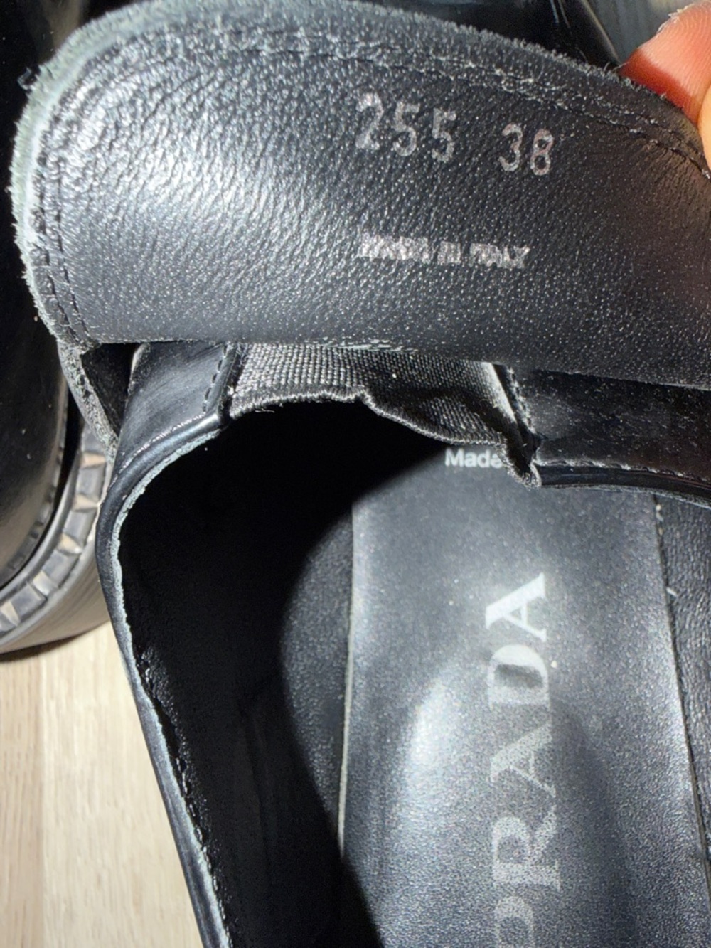 Prada Black Leather Penny Loafers with Metal Triangle Logo - Picture 10 of 16